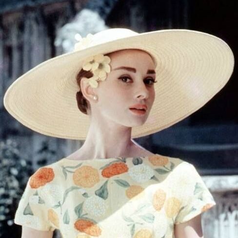 audrey big hat audrey hepburn ivory hat with pale yellow floral dress