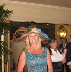 Polly Singer hat at Del Mar Opening Day
