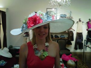 Derby hat done to complement necklace.