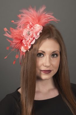 Emily Coral Feather Fascinator