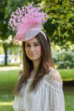 Pink Feather Saucer Hat