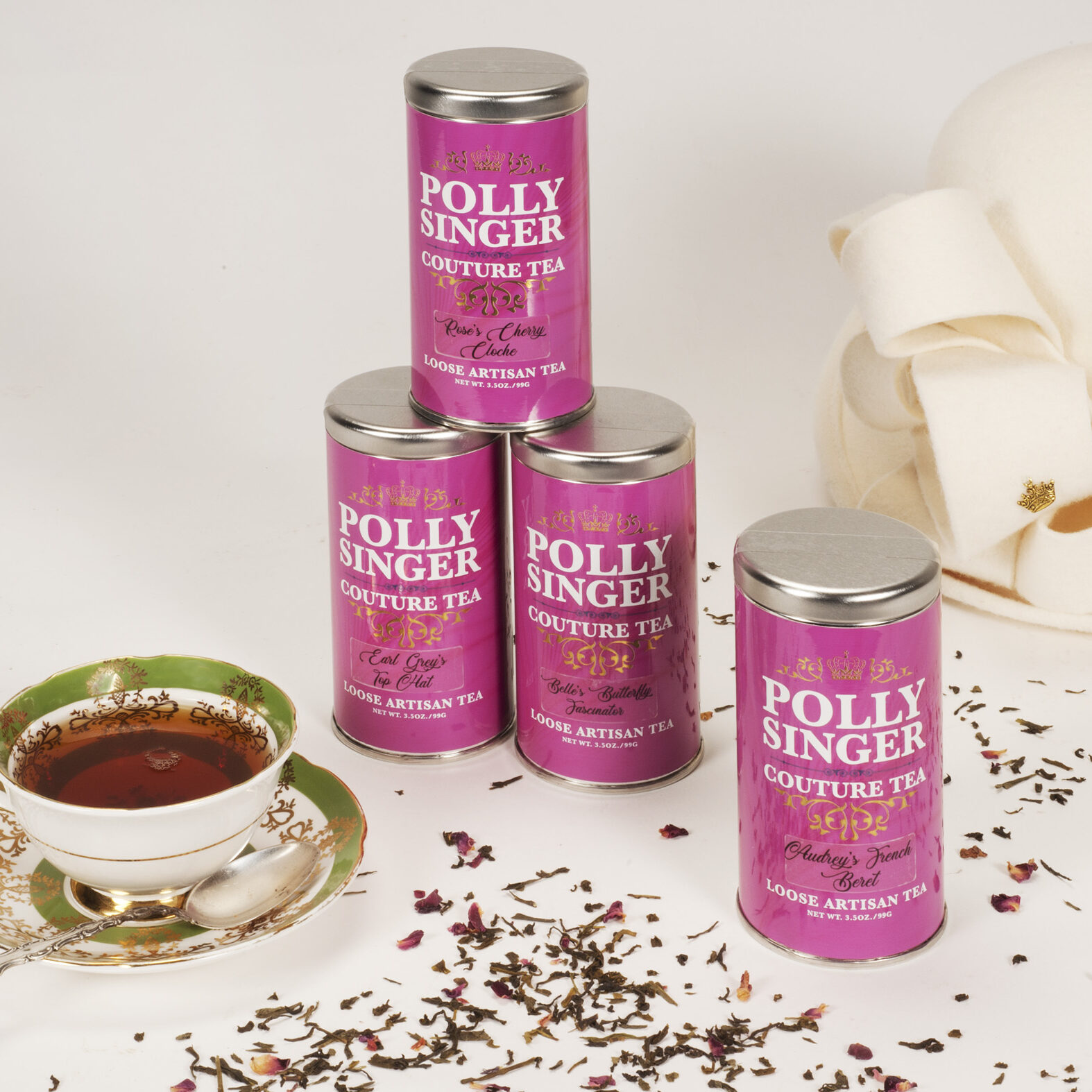 small res polly tea 4 cups and loose tea