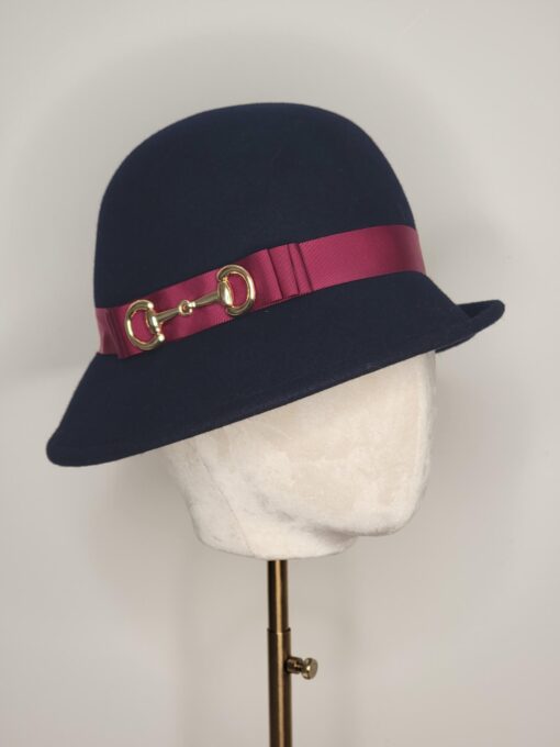 Daphne Navy cloche with gold snaffle bit downton abbey