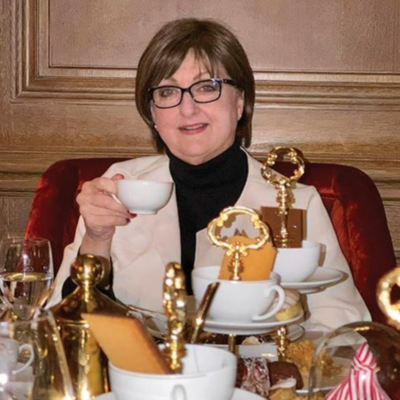Phyllis with tea