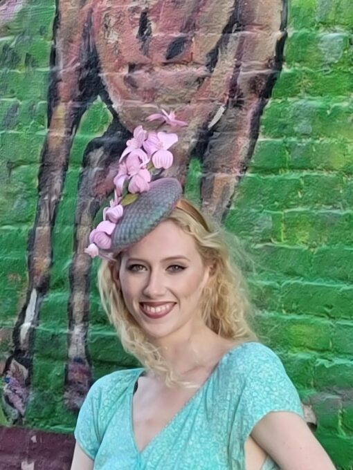 Kentucky Derby Pink Dogwood Fascinator - Image 5
