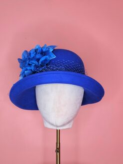 Anna Royal Blue Wool Cloche