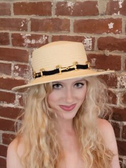 Juliet Ivory Sailor/Boater with Gold Snaffle Bit
