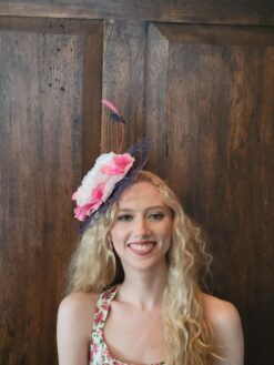 Susan Navy and White Fascinator