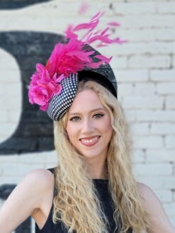 Tasha Checkerboard Hot Pink Fascinator