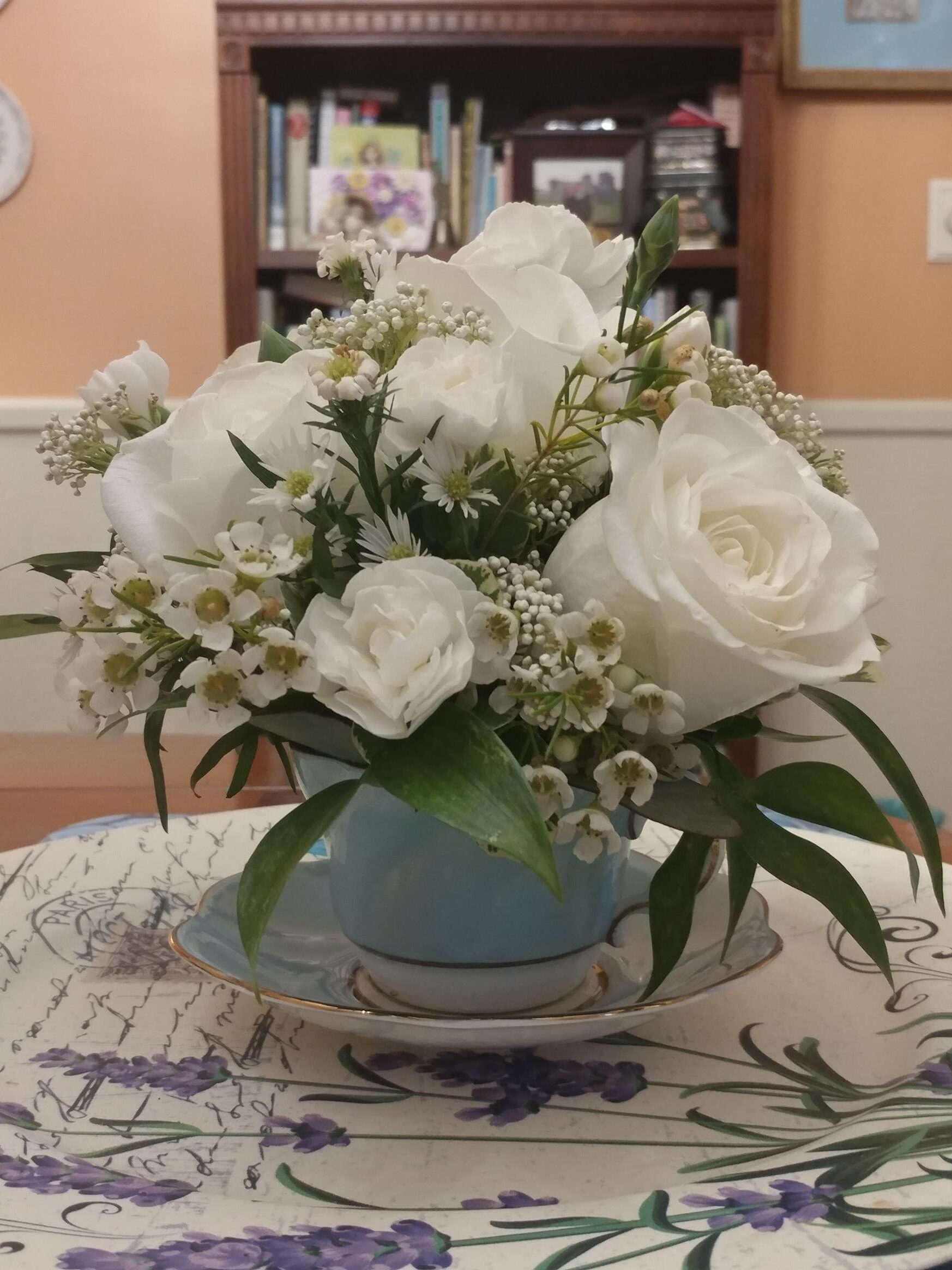 Polly Singer British Teacup floral Arrangement