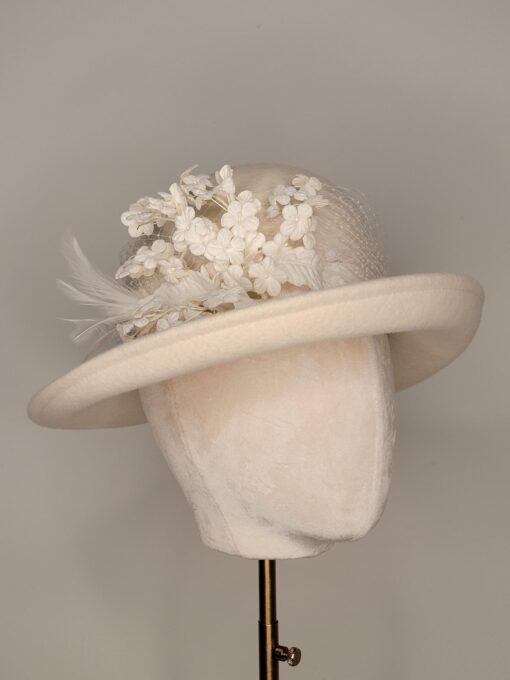 Lavinia Winter White Profile Cloche Hat - Image 3