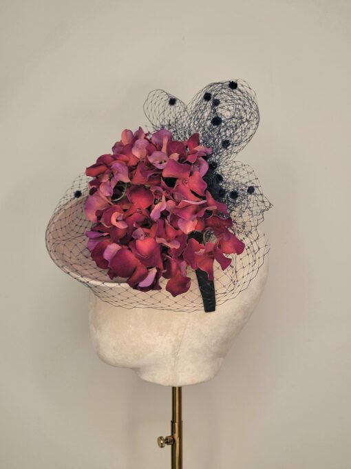 Violet, Burgundy hydrangea percher. Downton Abbey