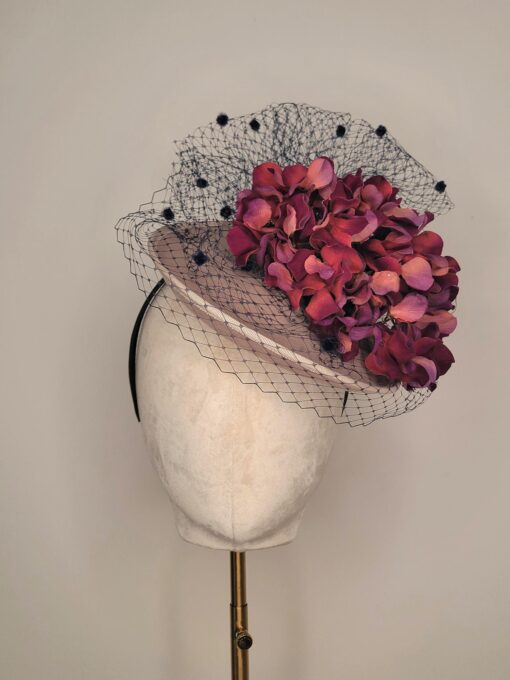 Violet, Burgundy hydrangea percher. Downton Abbey