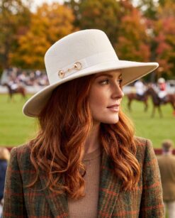 Audrey Gold Bridle Bit Winter White Wool Felt Hat