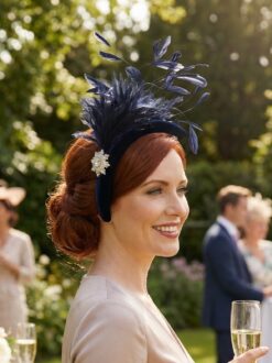 Calliope's Navy Feather Fascinator