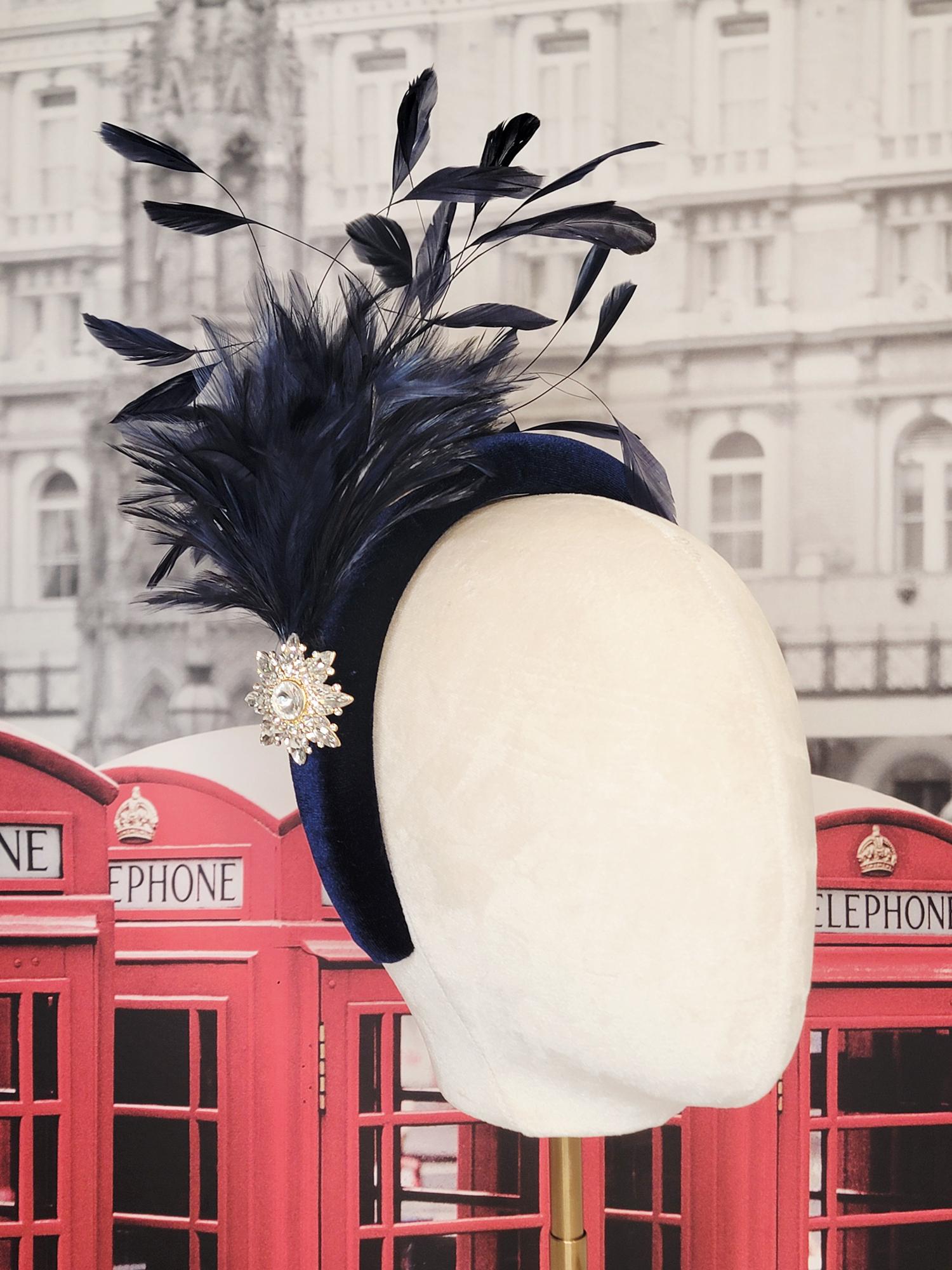 Calliope Navy Feather Fascinator