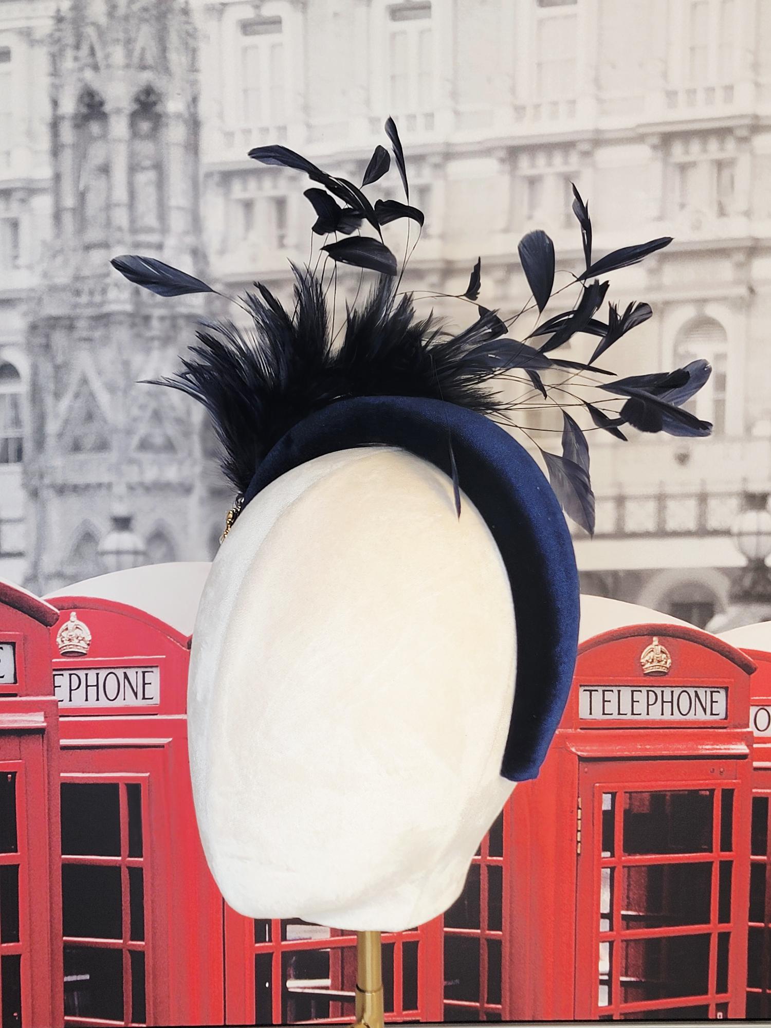 Calliope Navy Feather Fascinator