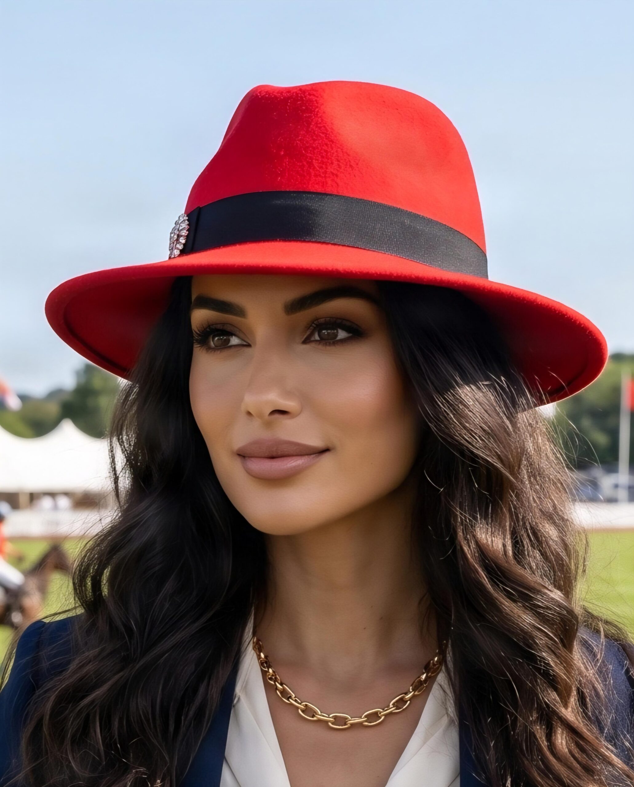 Catherine Red Elegant Fedora