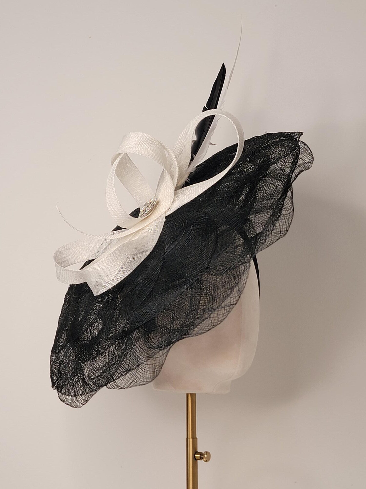 Arabella Black and White Ascot Hat