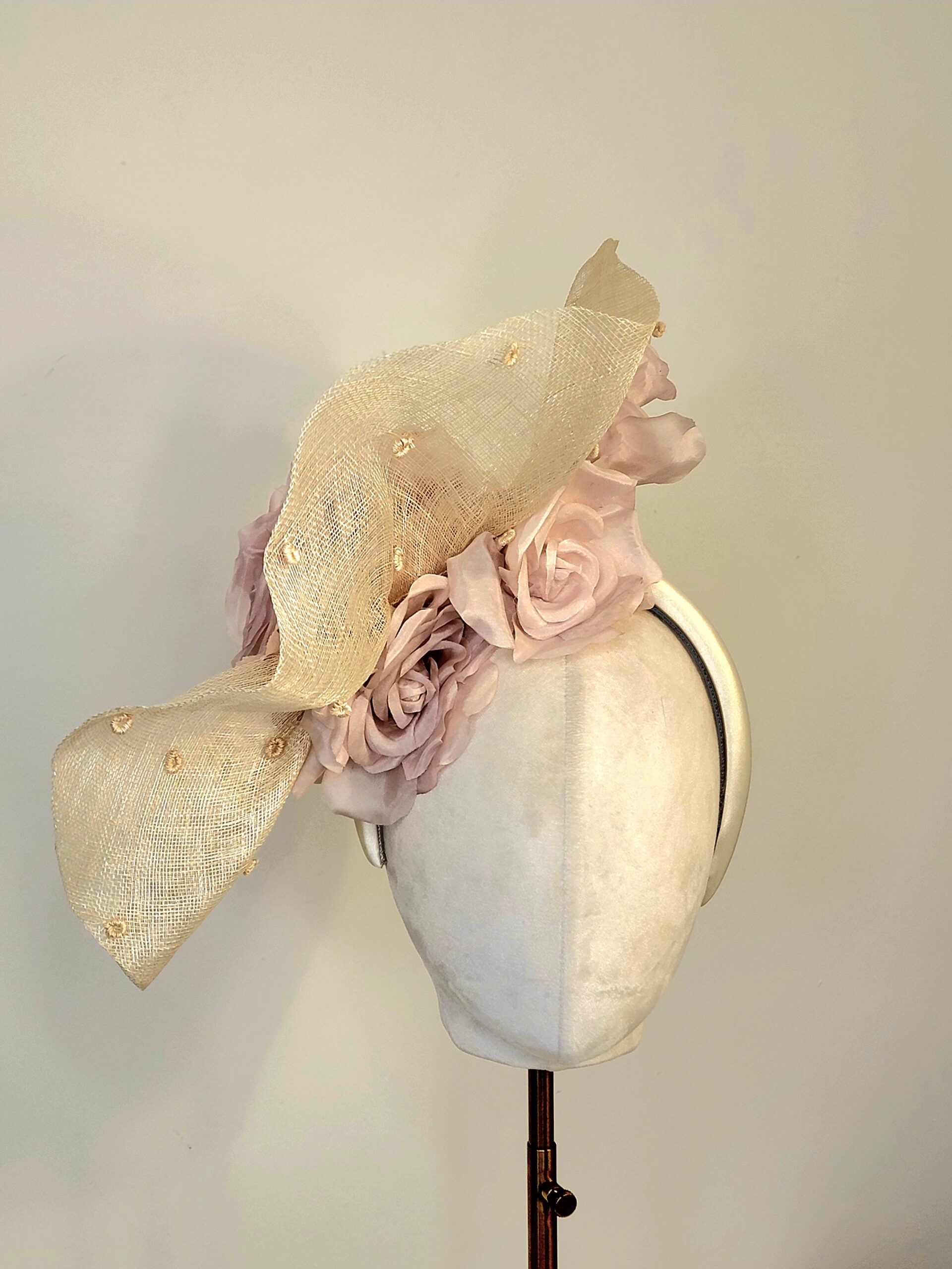 Persephone Ivory and Pink Fascinator