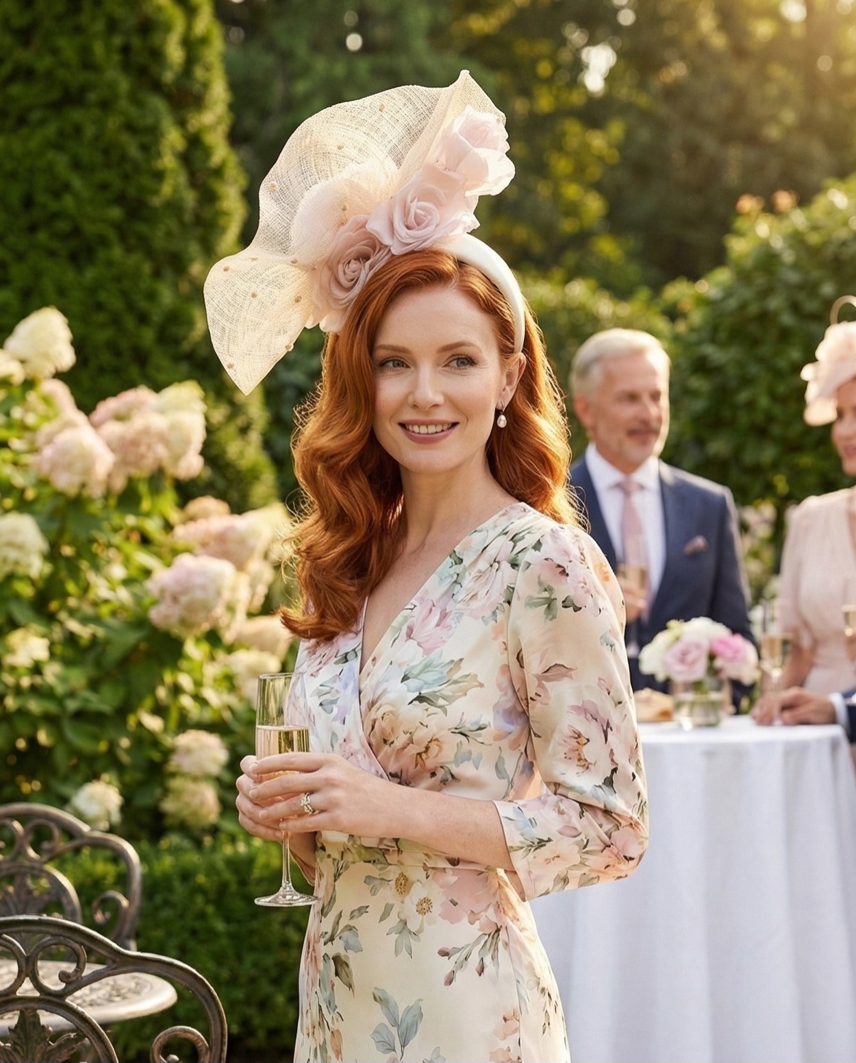 Persephone Ivory and Pink Fascinator