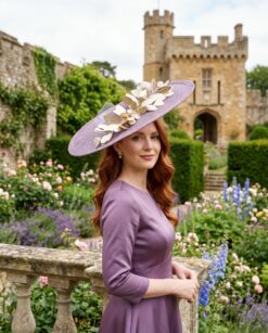 Lilac Gold Leaf Royal Ascot Hat
