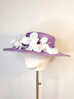 Royal Ascot Lilac Boater Hat with Orchids