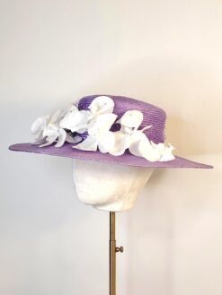 Royal Ascot Lilac Boater Hat with Orchids