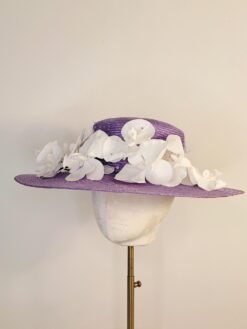Royal Ascot Lilac Boater Hat with Orchids