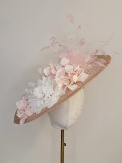 Georgina Pink Floral Boater Garden Party Hat