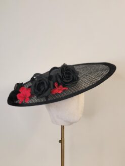 Jenna Crimson and Black Boater Hat