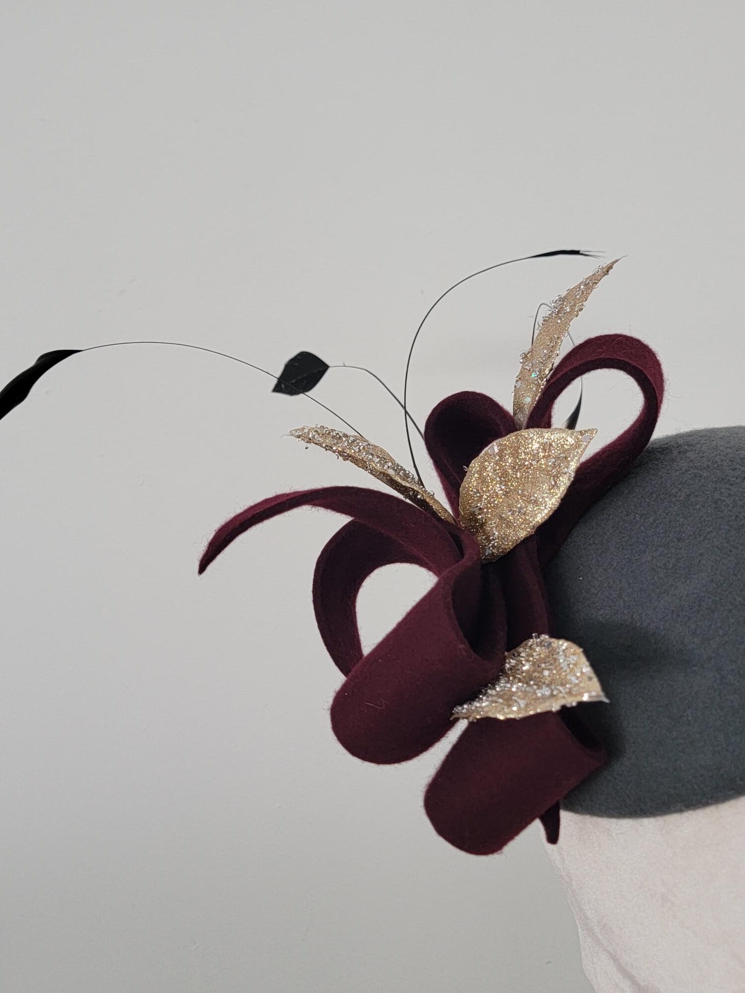 Katerina Grey wool percher hat