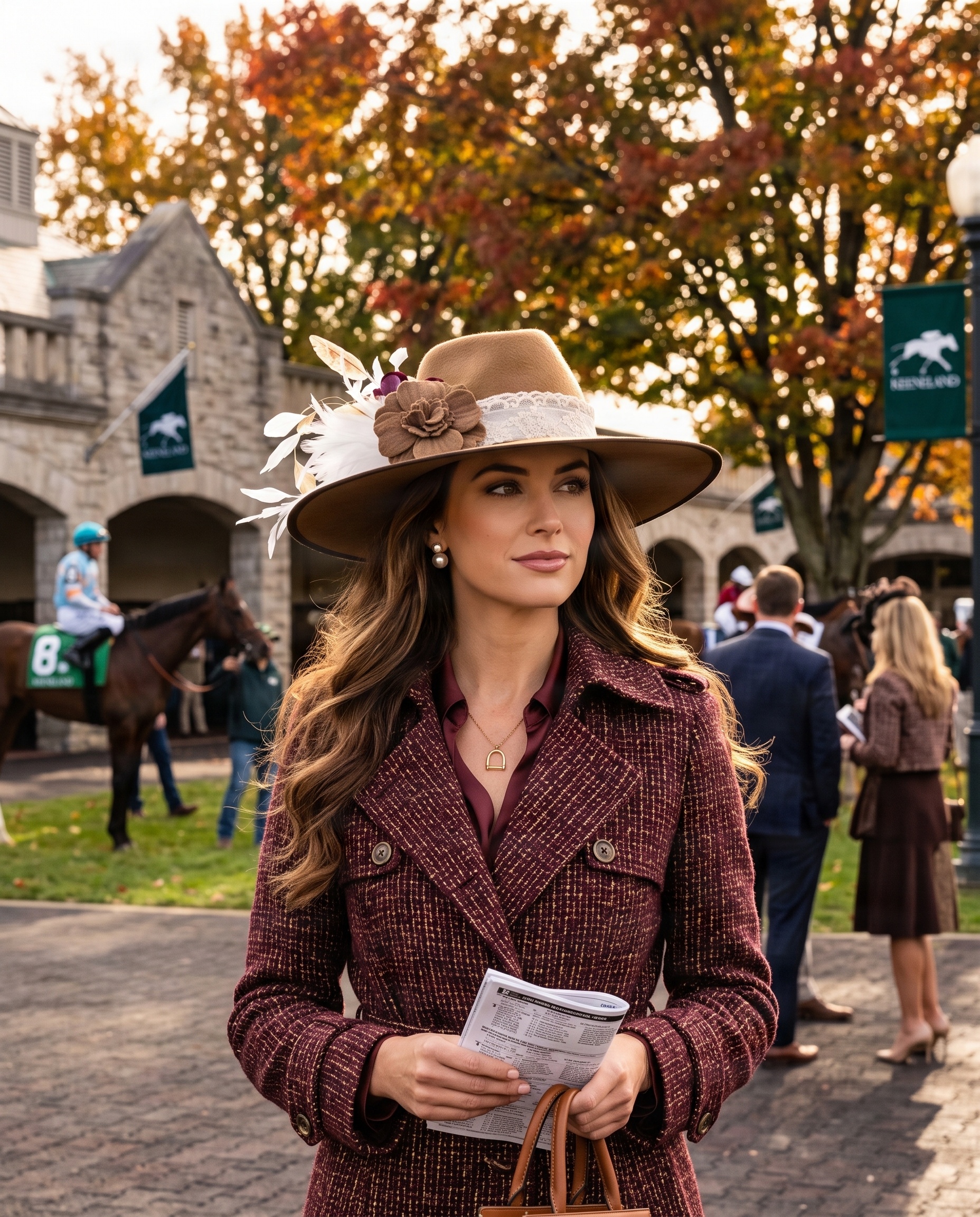 Rachel Camel Lace Feather Fedora