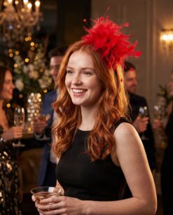 Lizzie Red Feather Fascinator