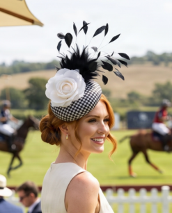 Athena Black and White Fascinator