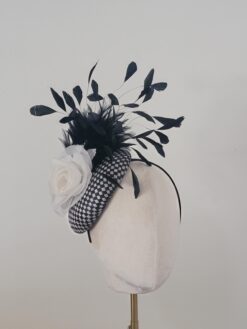 Athena Black and White Fascinator