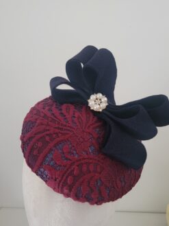 Pippa Merlot Lace Fascinator